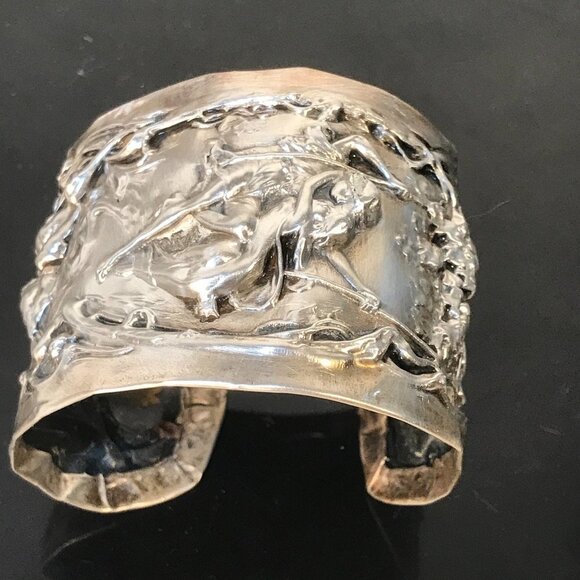 Sterling Spoon Ring Cuff Bracelet 925 Silver Victorian Baroque Rococo Antique - Picture 7 of 7